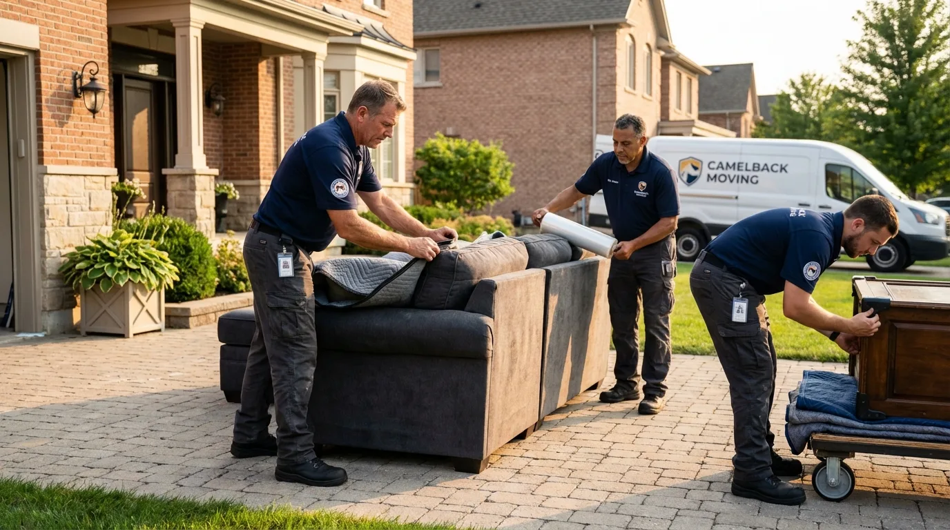 Large estate moving crew wrapping furniture in Houston, MS