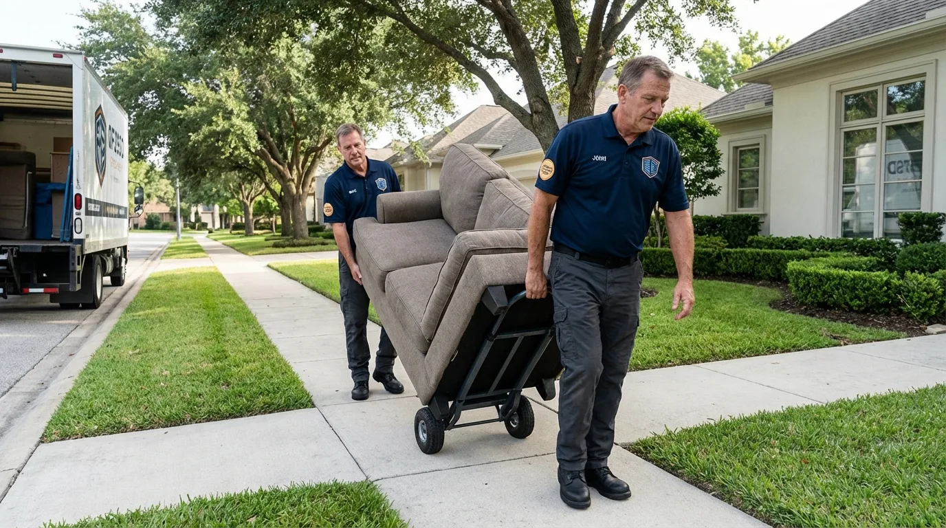 Local residential moving crew loading furniture in Houston, MS